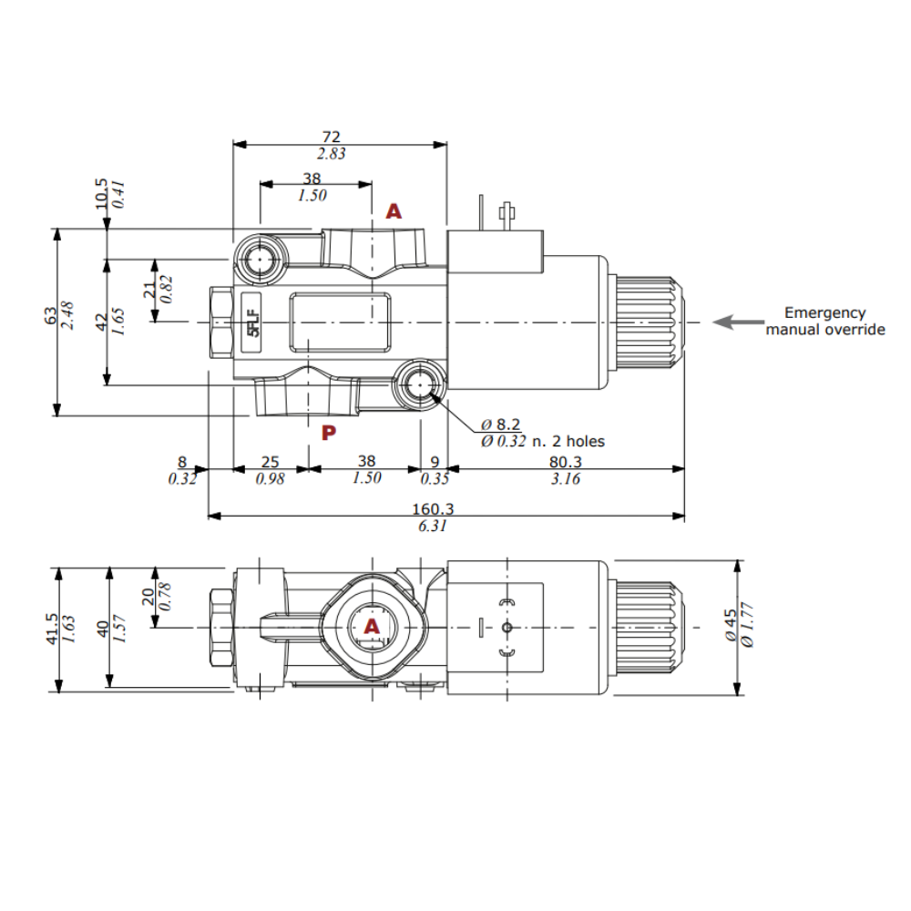 Walvoil DFE052 2 Way 3/8" BSP Solenoid Diverter Valve, 12V DC, Open Centre with Drain Port, Galvanized Body Walvoil DFE052 2 Way 3/8" BSP Solenoid Diverter Valve, 12V DC, Open Centre with Drain Port, Galvanized Body