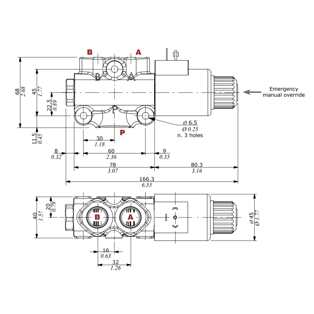 Walvoil DFE052 3 Way 3/8" BSP Solenoid Diverter Valve, 12V DC, Open Centre with Drain Port, Galvanized Body Walvoil DFE052 3 Way 3/8" BSP Solenoid Diverter Valve, 12V DC, Open Centre with Drain Port, Galvanized Body
