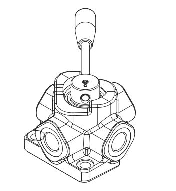Walvoil, DHZ10/4B, 4 Way 1/2", Open Centre, Galvanized Manual Rotary Control Diverter Valve