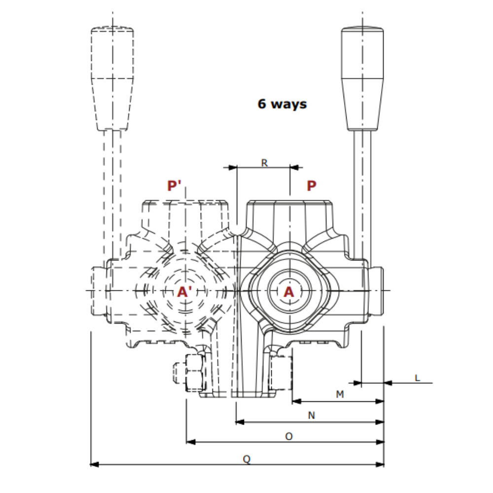 Walvoil, DHZ5/6A, 6 Way, 3/8", Open Centre, Galvanized Control Diverter Valve Walvoil, DHZ5/6A, 6 Way, 3/8", Open Centre, Galvanized Control Diverter Valve