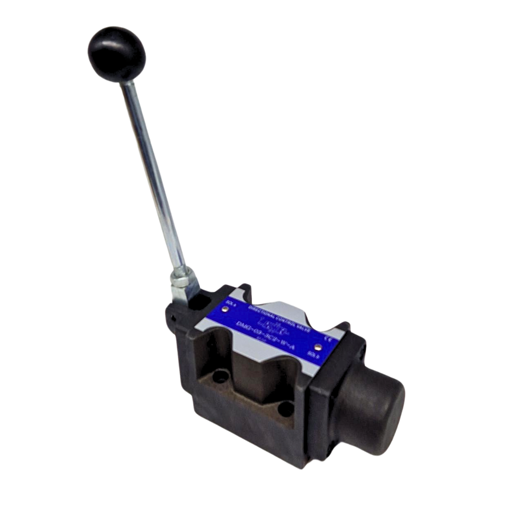 Unbranded Cetop 5 Manual Operated 2 Position Control Valve, NG10, P to A Linked and T to B Linked, With Detent, Handle on A Port Side, DMG-03-2B2-O-A