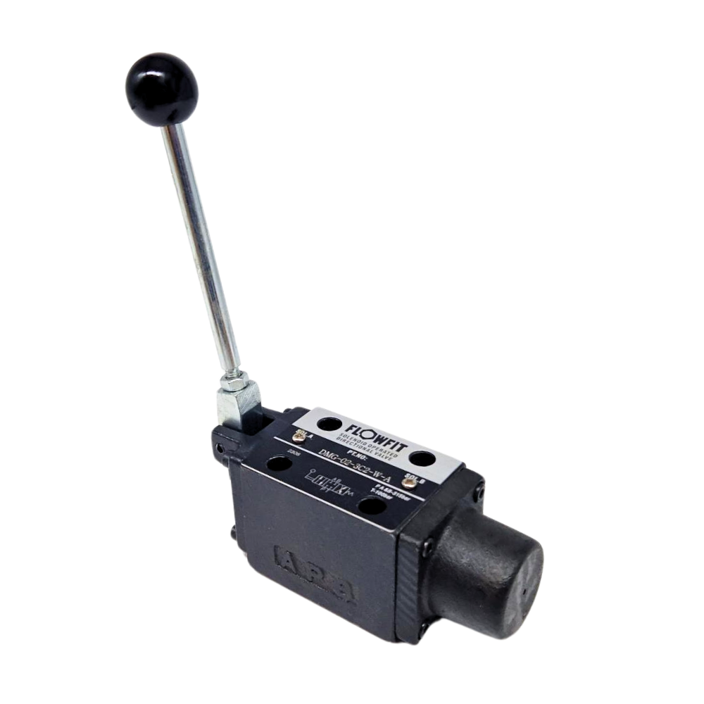 Cetop 3 Manual Operated 3 Position Control Valve, NG6, All Ports Blocked, Spring Return, Handle on A Port Side, DMG-02-3C2-W-A