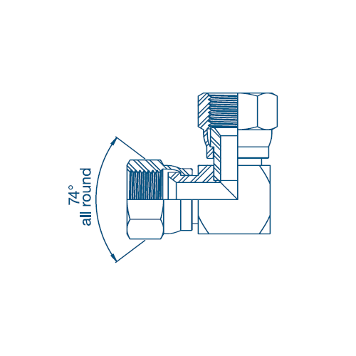 7/16 JIC x 7/16 JIC F/F 90° Compact Hydraulic Adaptor