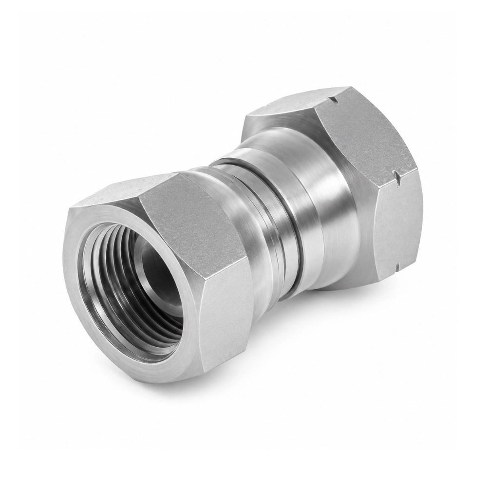 1/4" BSP to M12 1.5mm Pitch Female to Female Swivel Hydraulic Adaptor