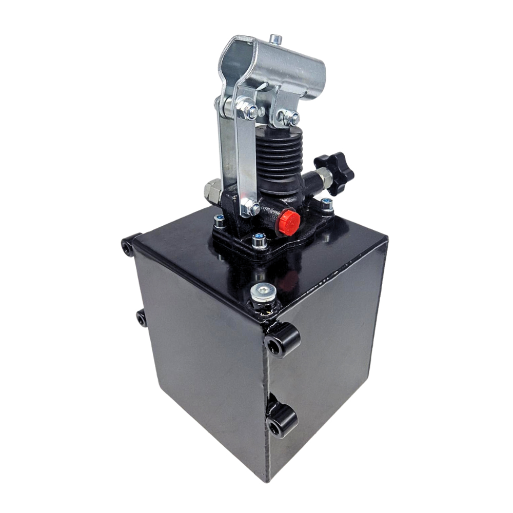 Flowfit Single Acting Hydraulic 12cc Hand Pump Assembly, With 5 Litre Tank, Relief Valve and Handlever Flowfit Single Acting Hydraulic 12cc Hand Pump Assembly, With 5 Litre Tank, Relief Valve and Handlever