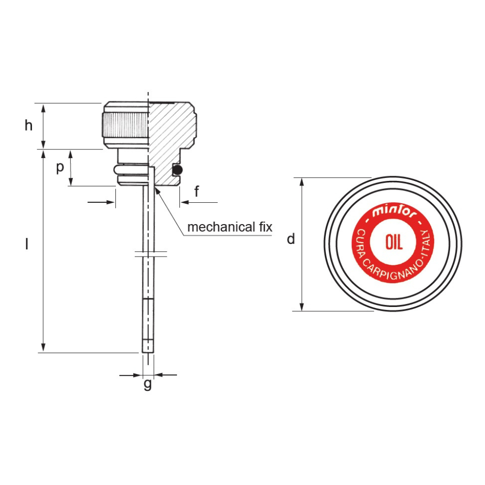 Hydraulic level indicator push fit 17mm hole