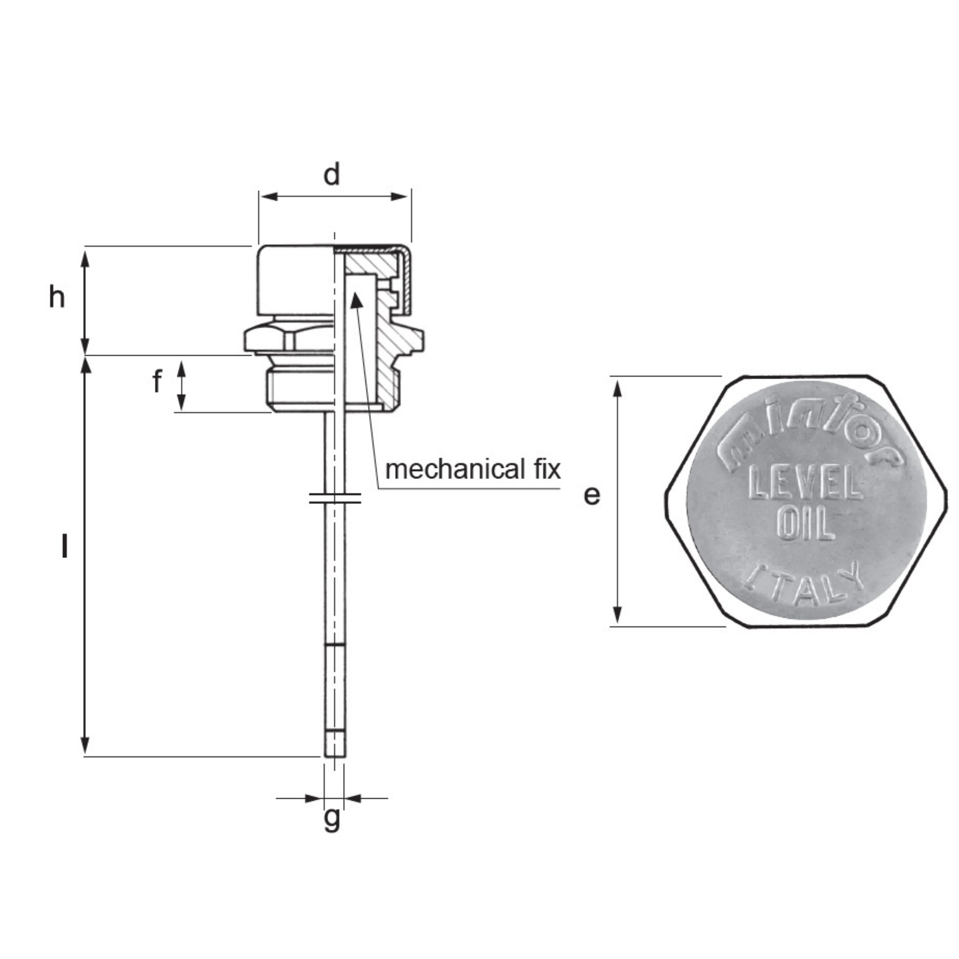 Hydraulic level indicator with breather and filling plug, 30x2, ILAF6M