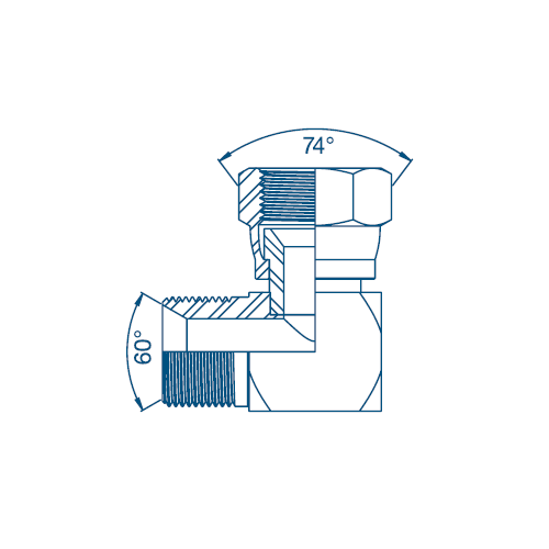 1/4 BSP x 7/16 JIC M/F 90° Compact Hydraulic Adaptor