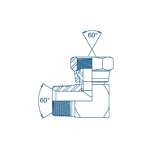 1/8 NPTF x 1/8 BSP M/F 90° Compact Hydraulic Adaptor