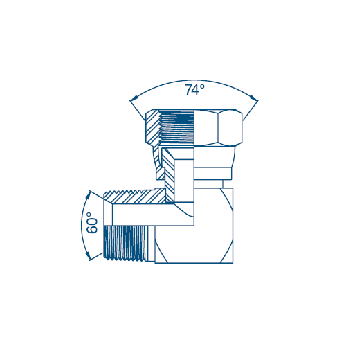 1/4 NPTF x 7/16 JIC M/F 90° Compact Hydraulic Adaptor 1/4 NPTF x 7/16 JIC M/F 90° Compact Hydraulic Adaptor