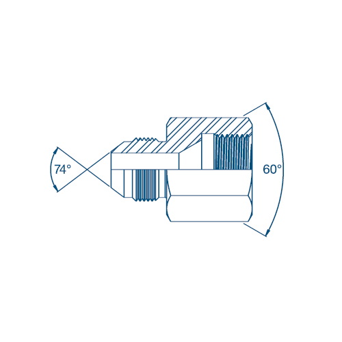 7/16 JIC  x 1/4 JIS M/Fixed Fem 60° Seat (BSP Thread)