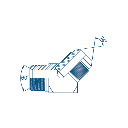 1/8 NPTF x 7/16 JIC M/M 45° Compact Hydraulic Adaptor