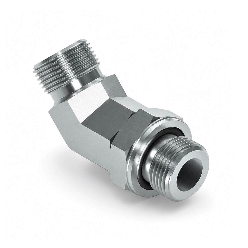 1/4" BSP Male to Positional Male 45° Forged Hydraulic Adaptor