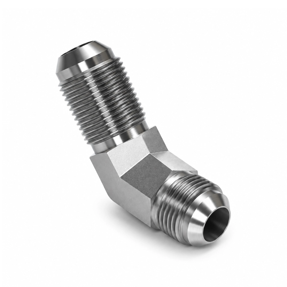 7/16" JIC Male to Bulkhead Male 45° Forged Hydraulic Adaptor