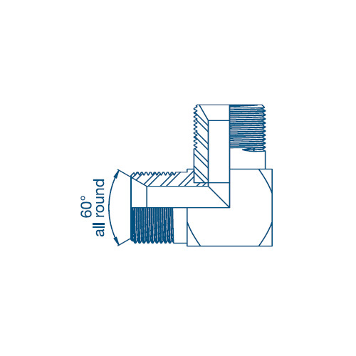 1/4 BSP x 1/4 BSP M/M 90° Compact Hydraulic Adaptor 1/4 BSP x 1/4 BSP M/M 90° Compact Hydraulic Adaptor