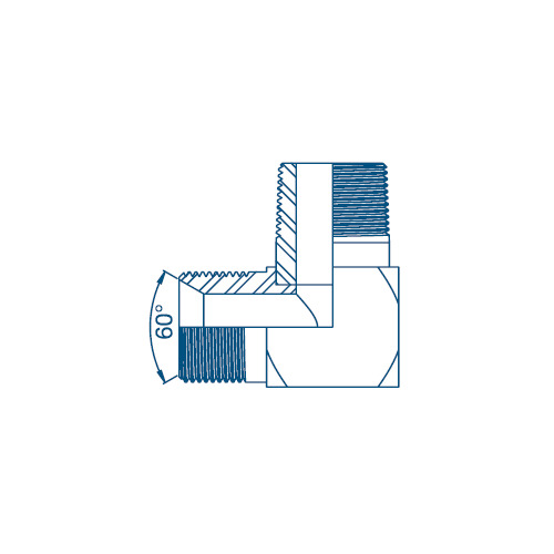 1/8 BSP x 1/8 BSPT M/M 90° Compact Hydraulic Adaptor