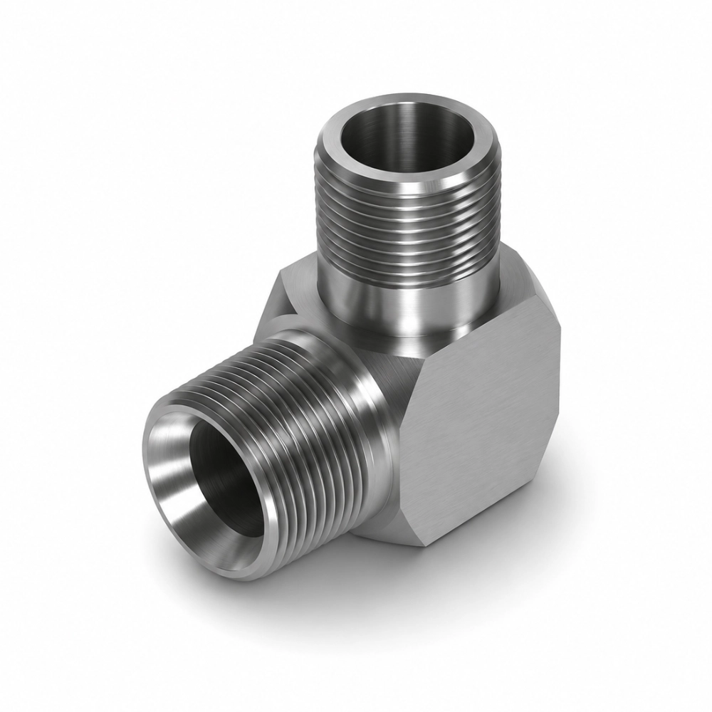1/8" BSP Male to BSPT Male 90° Compact Hydraulic Adaptor 1/8" BSP Male to BSPT Male 90° Compact Hydraulic Adaptor