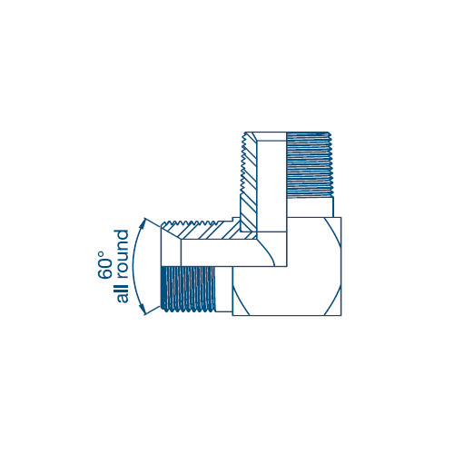 1/8 BSP x 1/8 NPTF M/M 90° Compact Hydraulic Adaptor 1/8 BSP x 1/8 NPTF M/M 90° Compact Hydraulic Adaptor