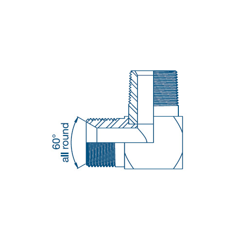 1/8 BSP x 1/8 NPTF M/M 90° Compact Hydraulic Adaptor