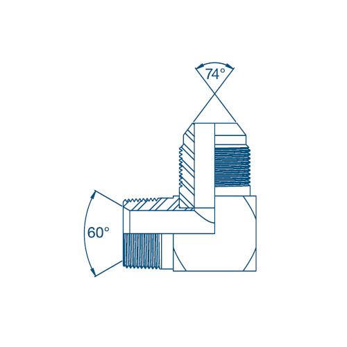 1/8 NPTF x 5/16 JIC M/M 90° Compact Hydraulic Adaptor