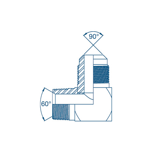 1/8 NPTF x 7/16 SAE 45° EXT FLARE M/M 90° Compact