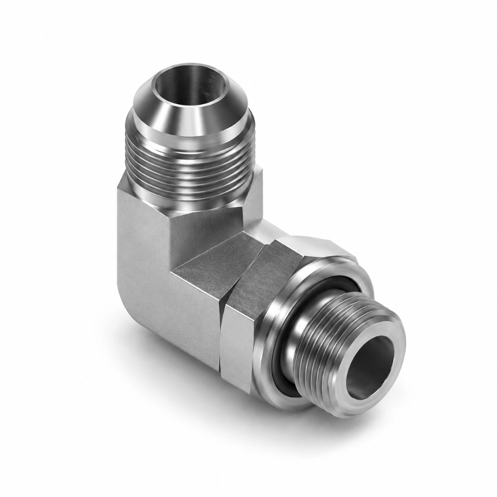 7/16" JIC Male to 1/8" BSP Positional Male 90° Forged Hydraulic Adaptor