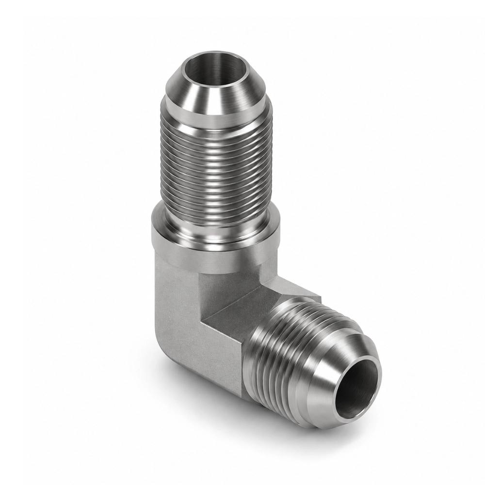 3/8" JIC Male to Bulkhead Male 90° Forged Hydraulic Adaptor