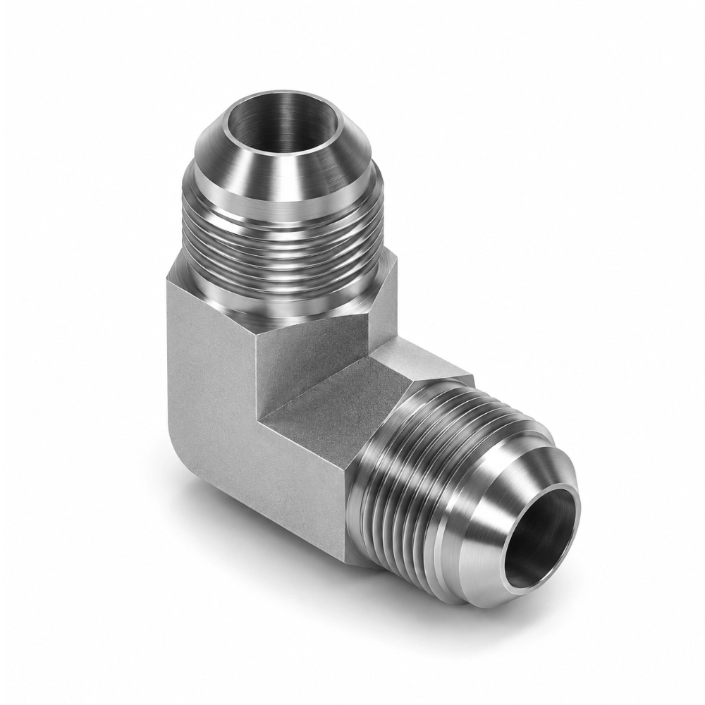 7/16" JIC Male to Male 90° Forged Hydraulic Adaptor