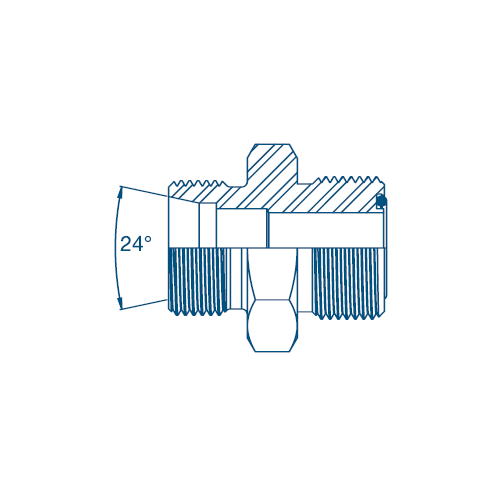 M16 24° Cone (10L) x 13/16 Orfs M/M Hydraulic Adaptor M16 24° Cone (10L) x 13/16 Orfs M/M Hydraulic Adaptor