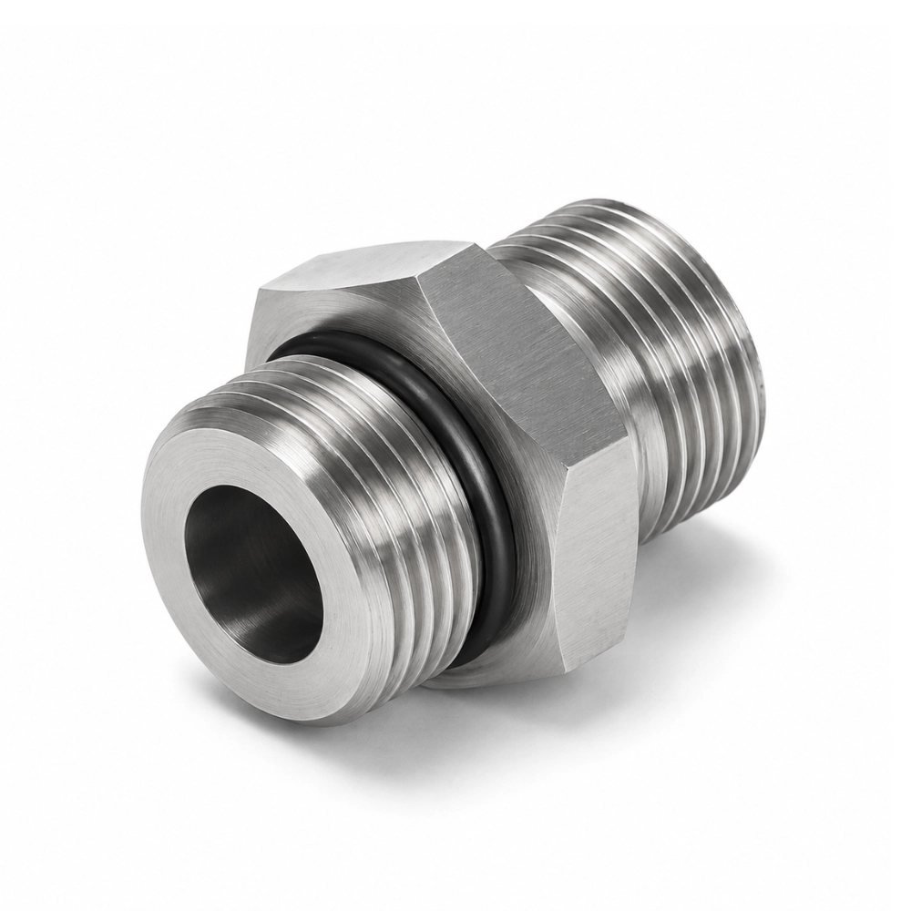 7/16" SAE O-Ring Male to 9/16" ORFS Male Hydraulic Adaptor with O-Rings