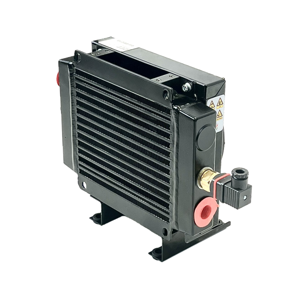 12V 90L/min Compact Air Blast Oil Cooler 3/4" Bsp 60deg Fixed Thermostat 12V 90L/min Compact Air Blast Oil Cooler 3/4" Bsp 60deg Fixed Thermostat