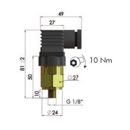 PDB Filtrec Return Clogging Indicator, Pressure Switch 1.3Bar, 1/8 BSP Base Entry