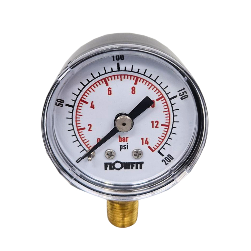 40mm Dry/Pneumatic pressure gauge 0-15 PSI (1 BAR) 1/8 BSPT BASE Entry