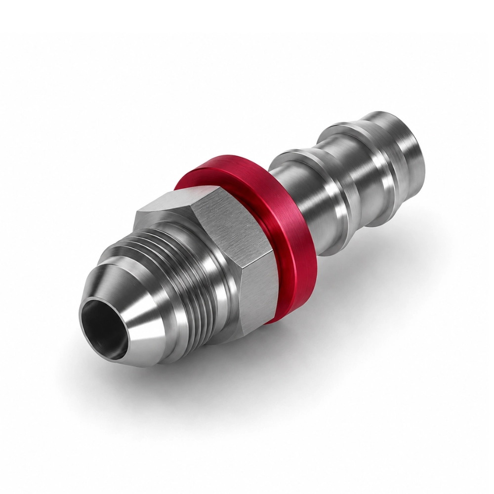 7/16" JIC Male x 1/4" Push-In Hose Tail Straight Adaptor
