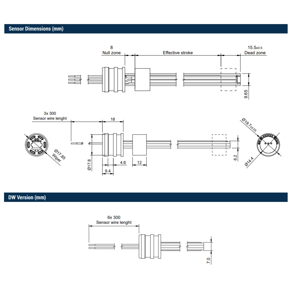 50mm Stroke PS6500 Cylinder Sensor (SW Single Sensor)