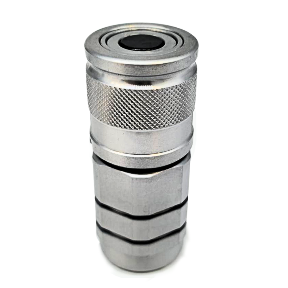 Hydraulic flat face quick release couplings Female 3/8" BSP, DN06, ISO 10, 350 Bar rated, 23 L/min Hydraulic flat face quick release couplings Female 3/8" BSP, DN06, ISO 10, 350 Bar rated, 23 L/min