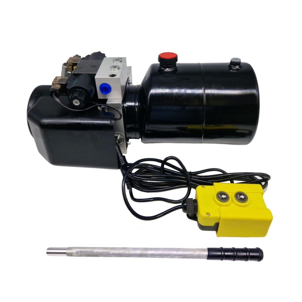 Flowfit 12V DC Double Acting Hydraulic Power Pack 1.6KW with 4L Steel Tank & Back Up Hand Pump
