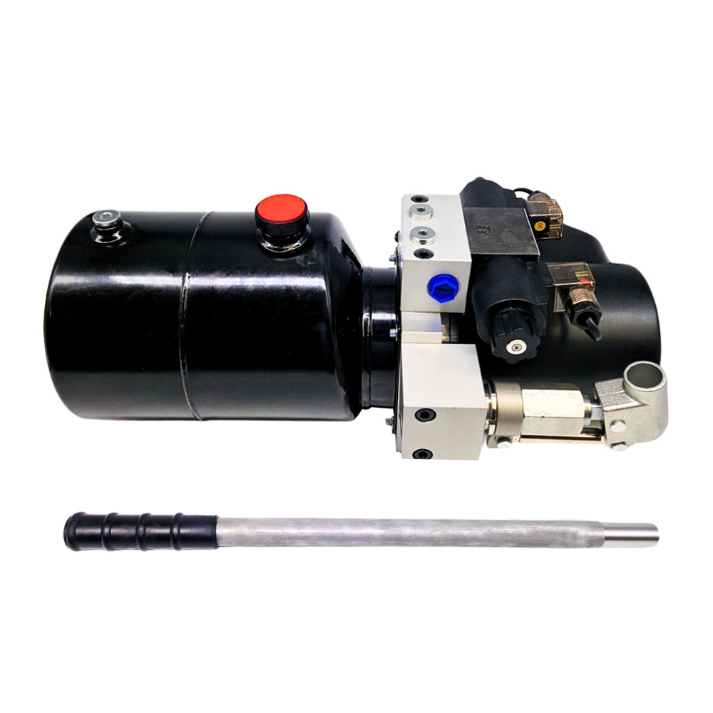 Flowfit 12V DC Double Acting Hydraulic Power Pack 1.6KW with 4L Steel Tank & Back Up Hand Pump
