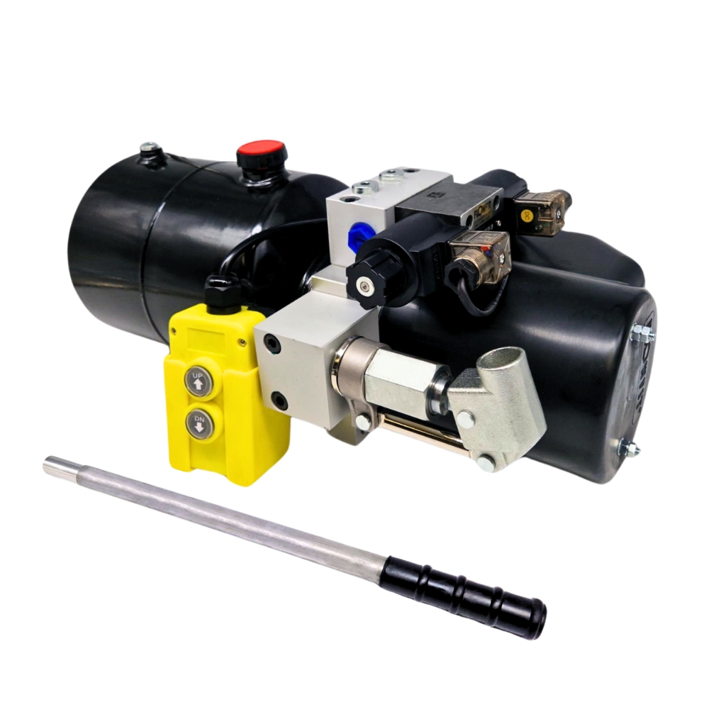 Flowfit 24V DC Double Acting Hydraulic Power Pack 1.6KW with 4L Steel Tank & Back Up Hand Pump