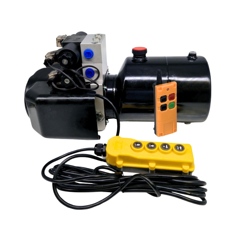 Flowfit 12V DC Double Acting, Double Solenoid Hydraulic Power Pack 1.6KW With 4L Steel Tank & Wireless Remote Flowfit 12V DC Double Acting, Double Solenoid Hydraulic Power Pack 1.6KW With 4L Steel Tank & Wireless Remote