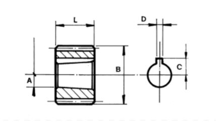 18 Tooth Splined Coupling, 1:8 Taper Pump Connection for Group 3 Pump 01-10014, 4mm Keyway