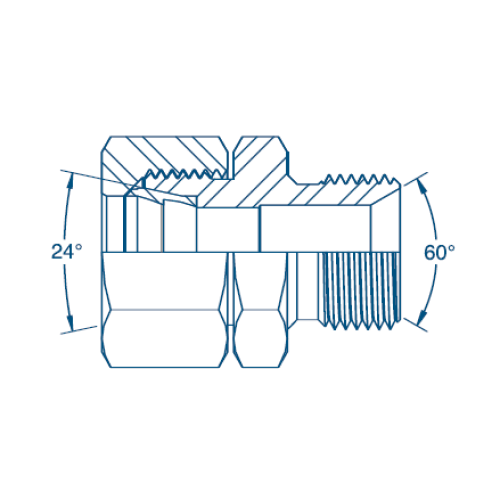 M24 (16S) x 3/4 BSP Coned M/M - Complete Hydraulic Adaptor M24 (16S) x 3/4 BSP Coned M/M - Complete Hydraulic Adaptor