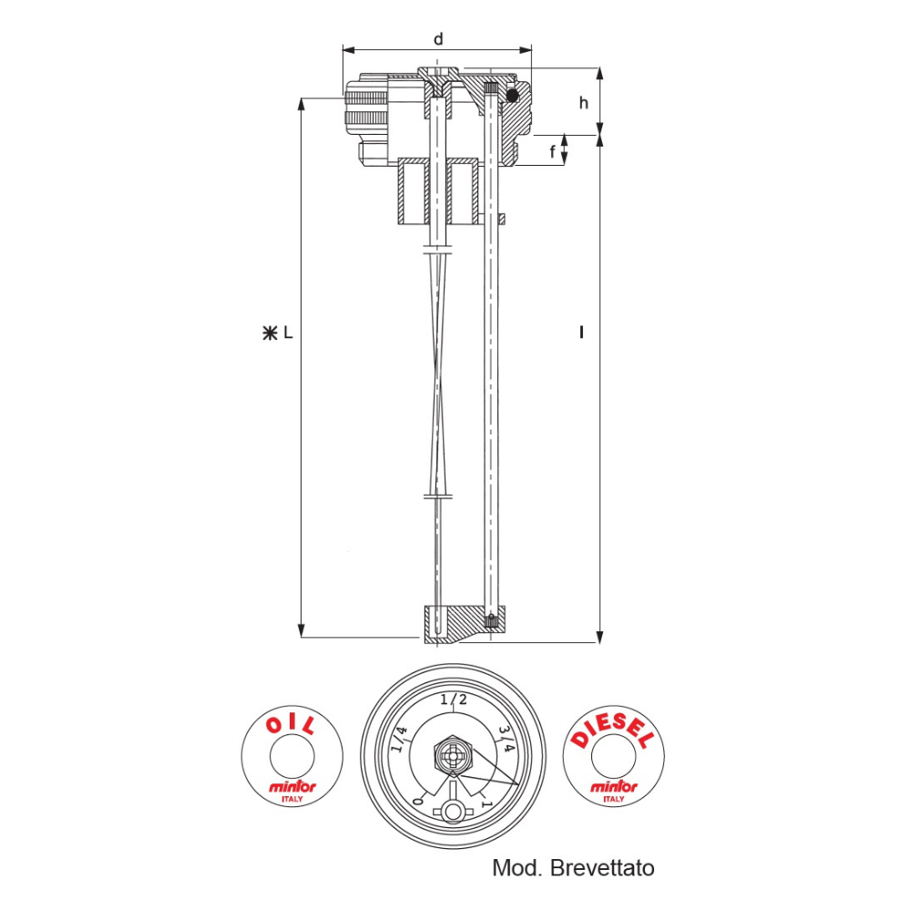 Hydraulic visual level indicator with float system, 2" BSP, L=300, for use with Oil