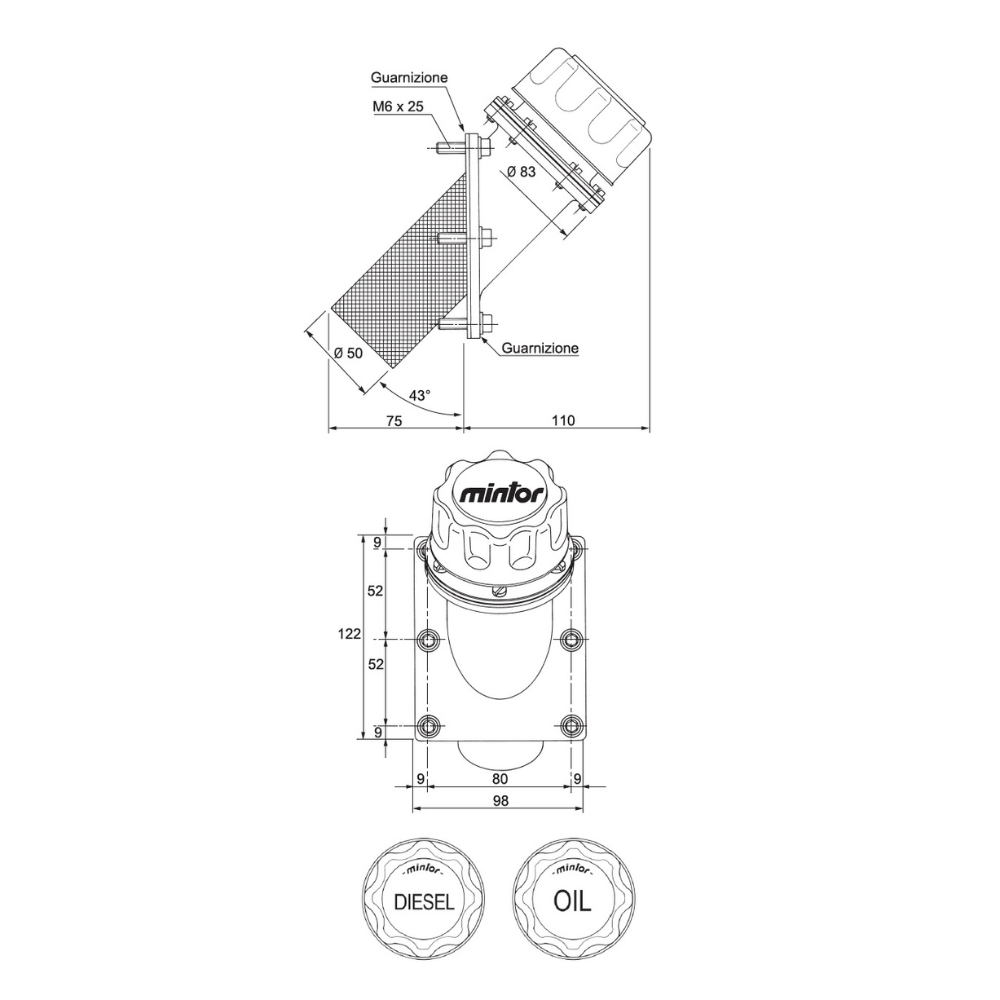 Inclined Filling Plug, 1080 C150, 10 micron