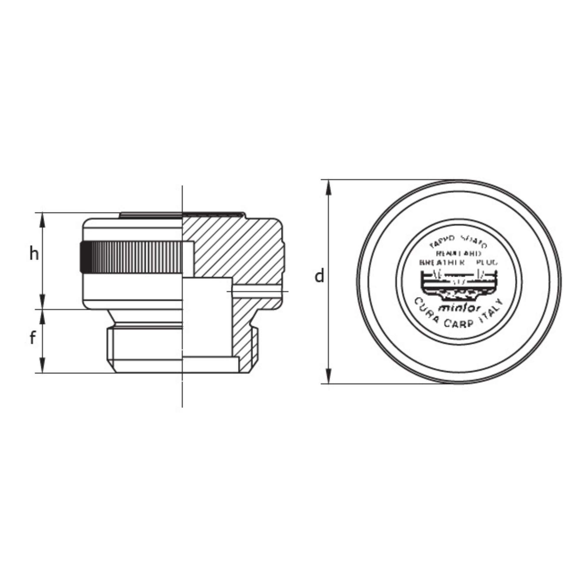 Hydraulic filling plug with breather, 1/4" BSP, TCF/Z1G