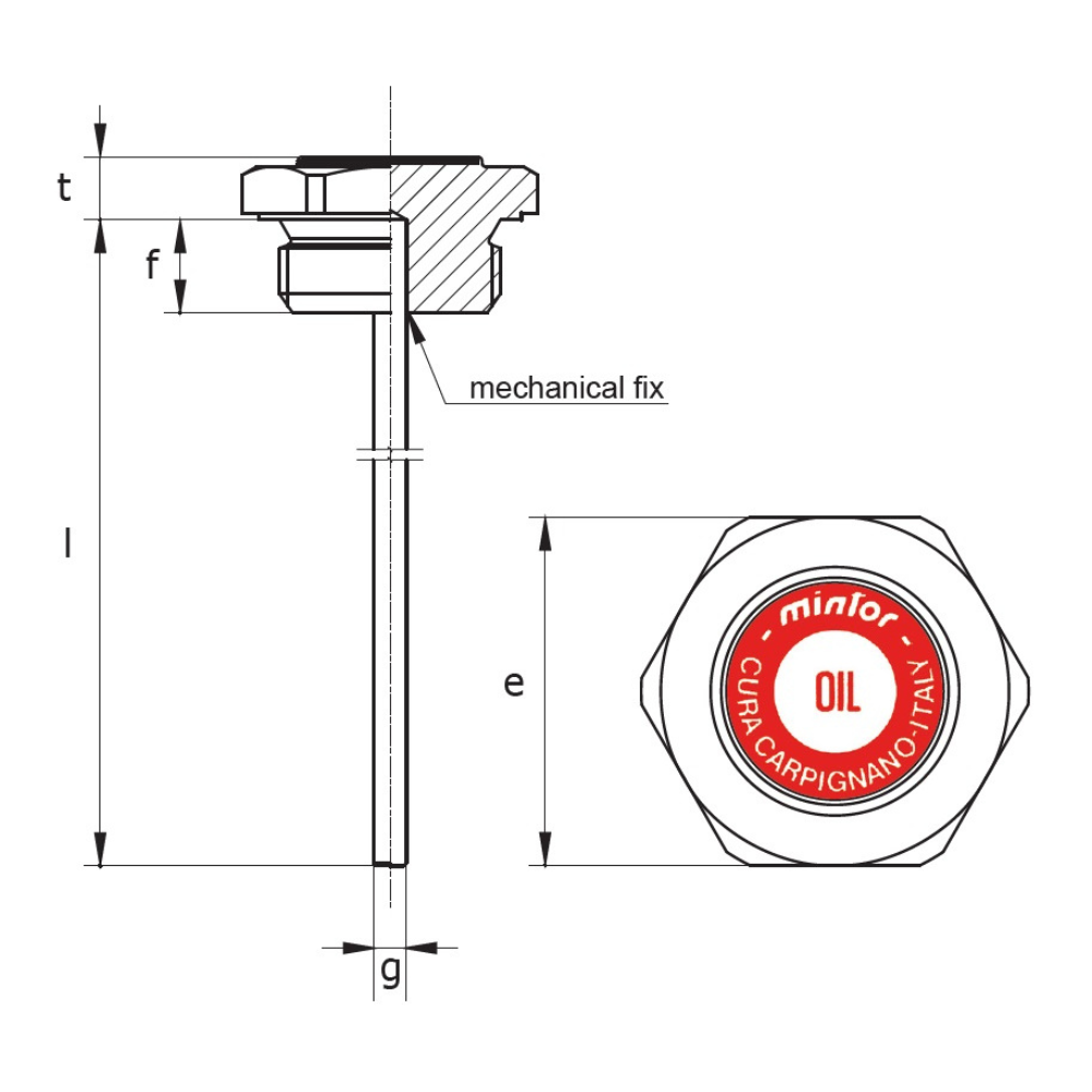 Hydraulic filling plug with dipstick, 3/8" BSP