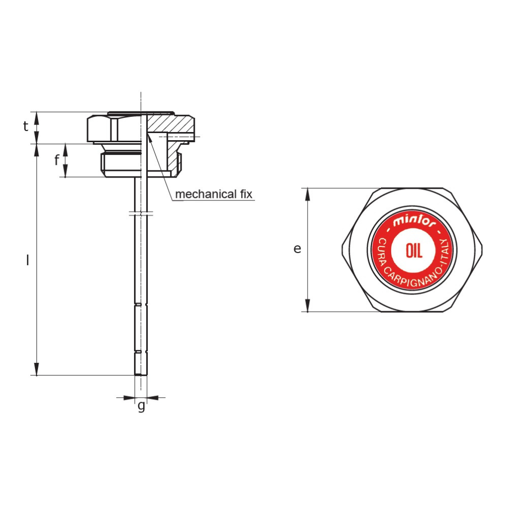 Hydraulic filling plug with dipstick and breather hole, 3/8" BSP, TCLS2G