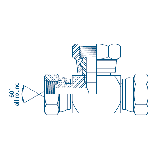 1/4 x 1/4 x 3/8 BSP F/F/F Tee