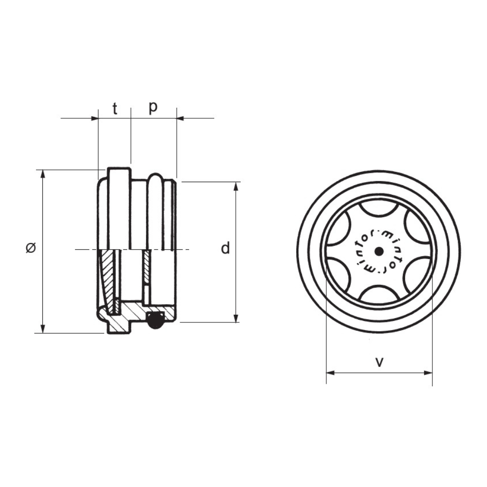 Hydraulic Visual level indicator, Fixing Diameter 20mm, Outside Diameter 24mm, TLP