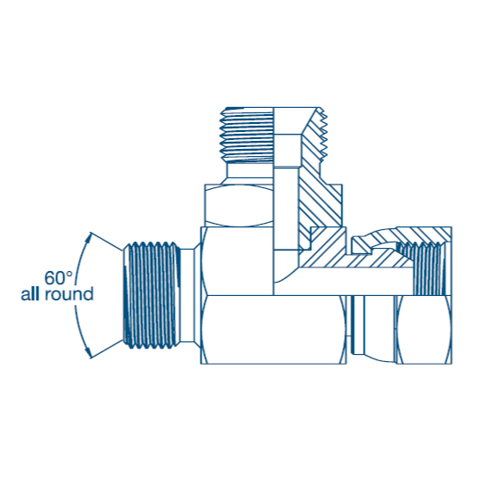 1/4 BSP M/F/M Tee Hexagon Insert On Branch Hydraulic Adaptor